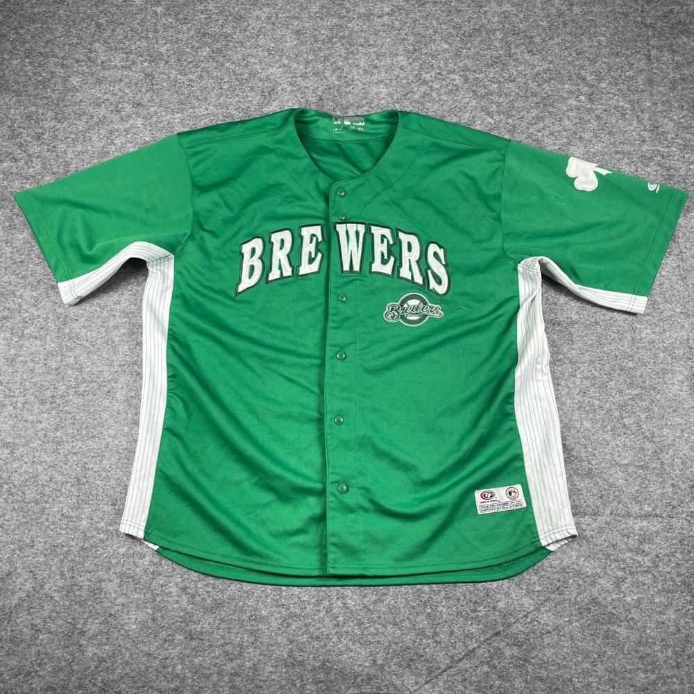 Milwaukee Brewers Baseball Jersey Mens 2XL Green St Patricks Day True Fan Series